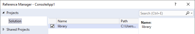 Choose project reference